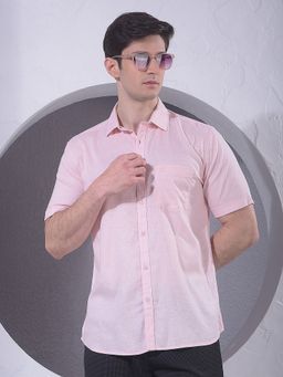 CRIMSOUNE CLUB - Men Pink Linen Shirt