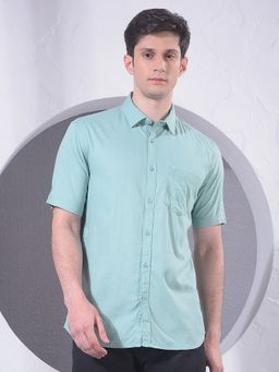 CRIMSOUNE CLUB - Men Green Linen Shirt