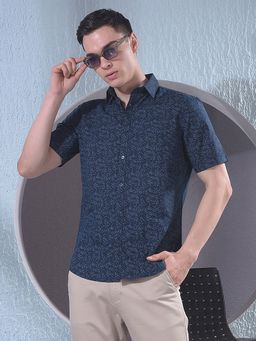 CRIMSOUNE CLUB - Men Navy Blue Printed Shirt