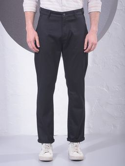 CRIMSOUNE CLUB - Men Black Cotton Solid Slim Pant
