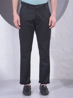 CRIMSOUNE CLUB - Men Black Cotton Solid Slim Pant