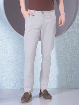 CRIMSOUNE CLUB - Men Grey Cotton Self Design Slim Pant