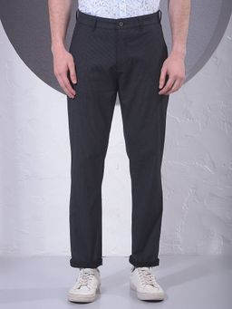 CRIMSOUNE CLUB - Men Black Cotton Checks Slim Pant