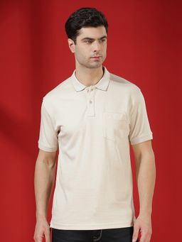 CRIMSOUNE CLUB - Men Beige Classic Polo T-Shirt