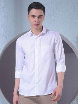 CRIMSOUNE CLUB - Men White Jacquard Shirt