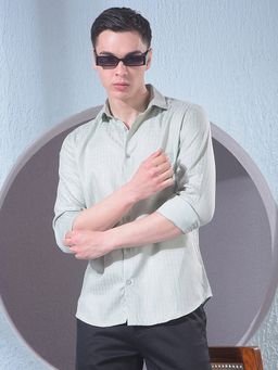 CRIMSOUNE CLUB - Green Men Jacquard Shirt