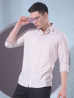 CRIMSOUNE CLUB - Men Vertical Stripes Pink Shirt