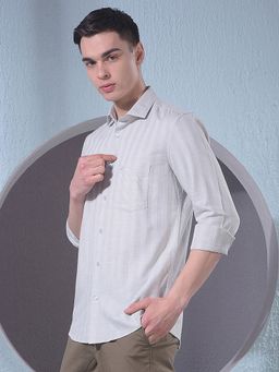CRIMSOUNE CLUB - Men Grey Vertical Stripes Shirt