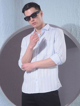 CRIMSOUNE CLUB - Men Vertical Stripes Blue Shirt