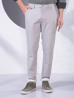 CRIMSOUNE CLUB - Men Beige Polyester Blend Self Design Slim Pant