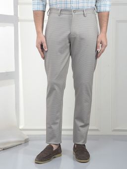 CRIMSOUNE CLUB - Men Grey Polyester Blend Self Design Slim Pant