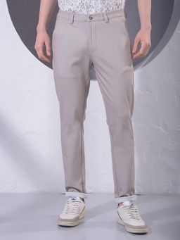 CRIMSOUNE CLUB - Men Beige Polyester Blend Solid Slim Pant