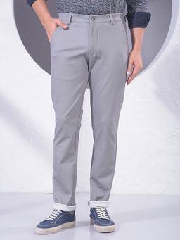 CRIMSOUNE CLUB - Men Grey Polyester Blend Solid Slim Pant