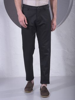 CRIMSOUNE CLUB - Men Black Cotton Blend Solid Slim Pant