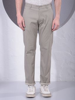 CRIMSOUNE CLUB - Men Khaki Cotton Solid Straight Pant