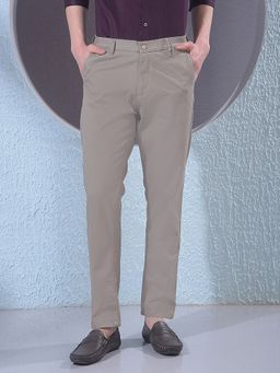 CRIMSOUNE CLUB - Men Khaki Cotton Printed Slim Pant