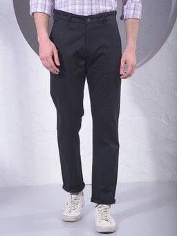 CRIMSOUNE CLUB - Men Black Cotton Solid Slim Pant