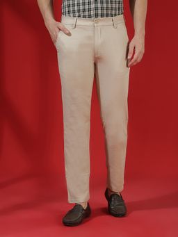 CRIMSOUNE CLUB - Men Beige Lyocell Blend Textured Regular Pant