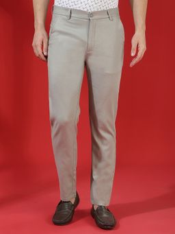 CRIMSOUNE CLUB - Men Grey Lyocell Blend Solid Regular Pant