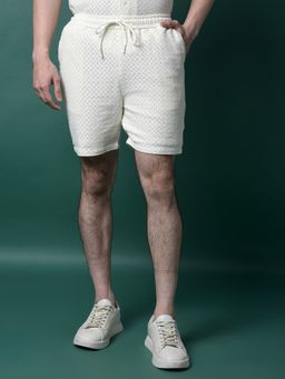 CRIMSOUNE CLUB - Men Cream Jacquard Shorts