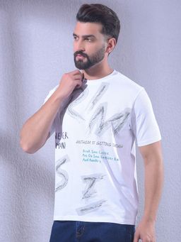 CRIMSOUNE CLUB - Men White Typographic T-Shirt