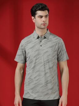 CRIMSOUNE CLUB - Men Grey Printed Polo T-Shirt