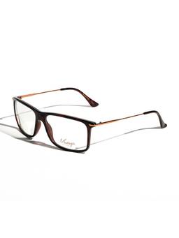 Vintage - Unisex Rectangle Regular Lens Brown Frame (57)