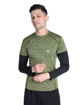 CHKOKKO - Green Men Round Neck Full Sleeves Gym Sports T-shirt
