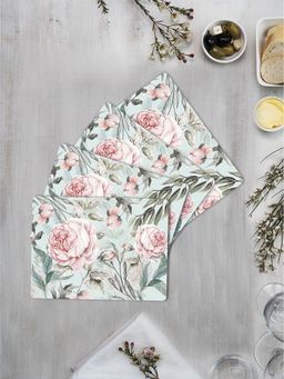 Space of Joy - Hand Painted Rose Premium Printed Rectangular MDF Wooden Placemats