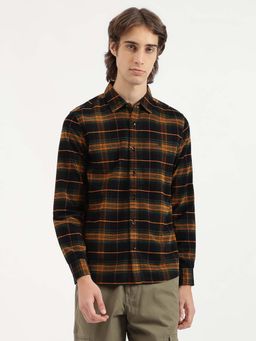 United Colors of Benetton - Regular Fit Spread Collar Cord Plaid Checks Dobby Casual Shirt