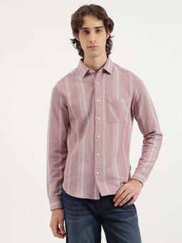 United Colors of Benetton - Slim Fit Spread Collar Striped Open Casual Shirt