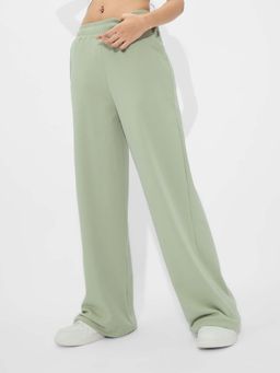 The Souled Store - Originals Solids Fern Green Women Wide Pant