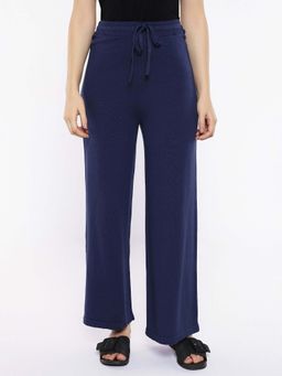 RAREISM - Finnet B Navy Blue Solid Straight Ankle Length Track Pant