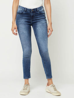 CRIMSOUNE CLUB - Women Blue Skinny Ankle Length Jeans