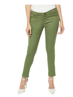 CRIMSOUNE CLUB - Women Olive Skinny Ankle Length Jeans