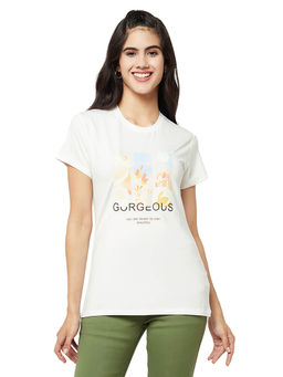 CRIMSOUNE CLUB - Women White Printed T-Shirt