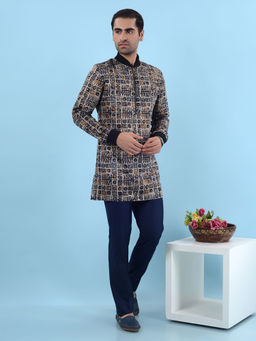 THE KURTA COMPANY - Men Grey & Black Printed Rayon Kurta