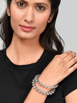 Silvermerc Designs - Silver Toned Oxidised Affinity Bangles (Set of 2)