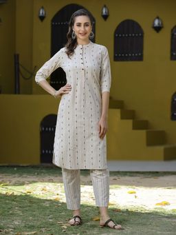 Stylum - Women's Woven Design Cotton Blend Kurta Pant (Set of 2)