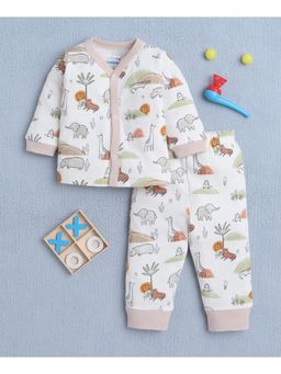 Bumzee - White Baby Boys Full Sleeves Jabla and Pyjama