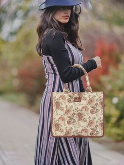 The Clownfish - Ambrosia Series Tapestry Fabric Handbag - Beige