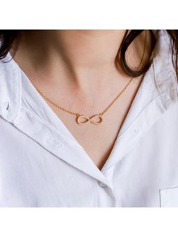 ZISTHI - 925 Sterling Silver Gold Plated Endless Love Infinity Pendant Necklace