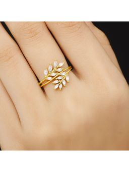 ZISTHI - Gold Plated Leaf Bypass Couple Finger Ring