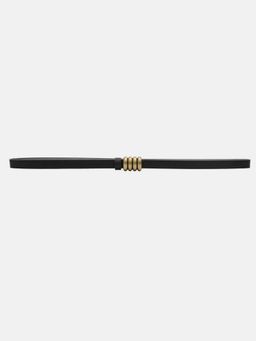 Kazo - Ornate Metal Buckle Thin Belt - Black