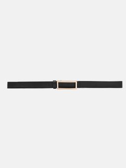 Kazo - Elongated Buckle Thin Belt - Black
