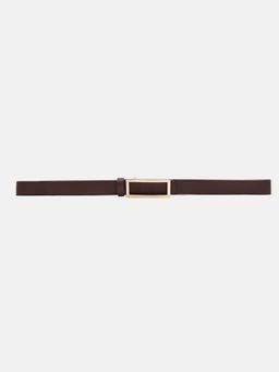 Kazo - Elongated Buckle Thin Belt - Brown