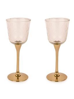 Manor House - Neer Brass and Glass Goblets Set of 2 Small Gold Finish- 7.5 Inches Tall Small