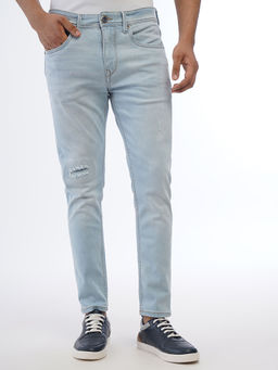 JadeBlue - Mens Light Blue Cotton Blend Slim Fit Washed Jeans