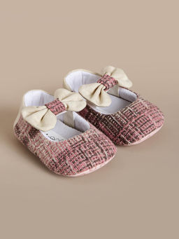 Hopscotch - Textured Bow Applique Booties Pink