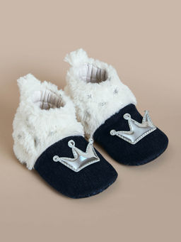 Hopscotch - Crown Prince Fur Lined Booties Navy Blue